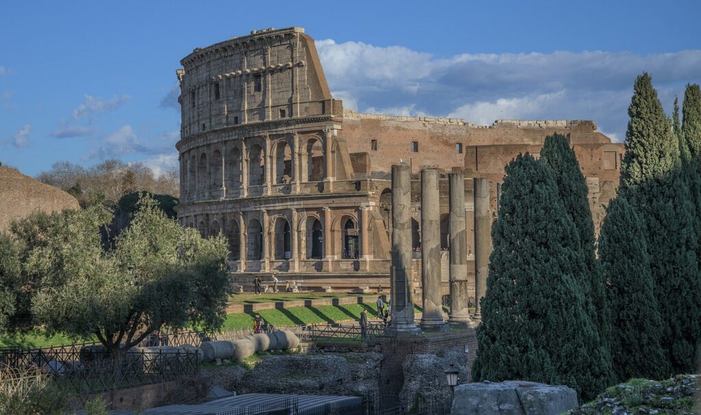 The Colosseum and the ruins of the Roman Forum in Rome