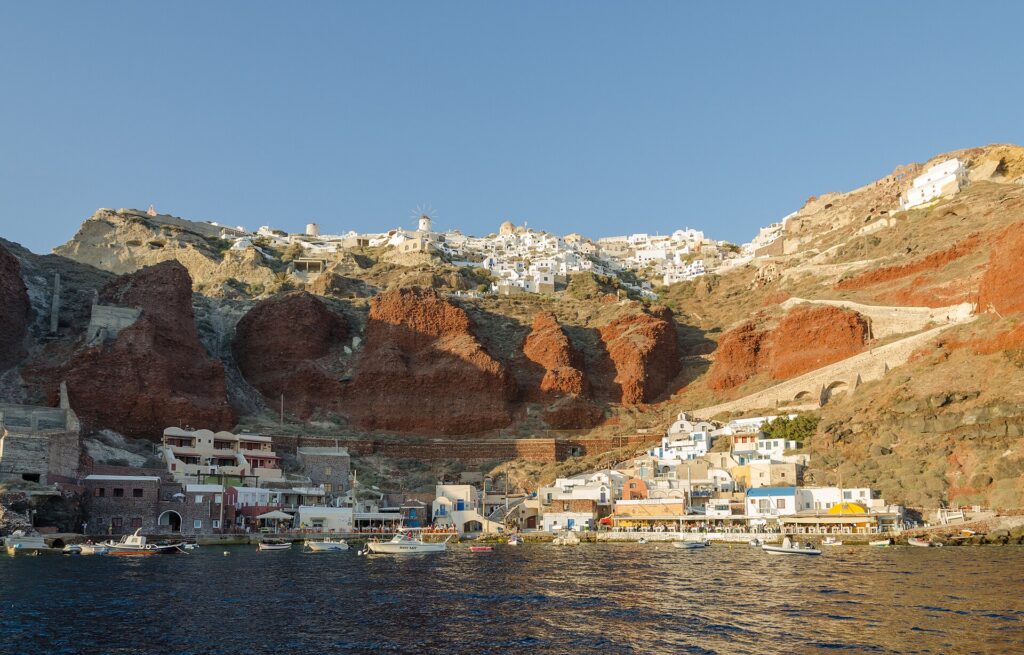 The whitewashed village of Oia on the caldera cliffs of Santorini