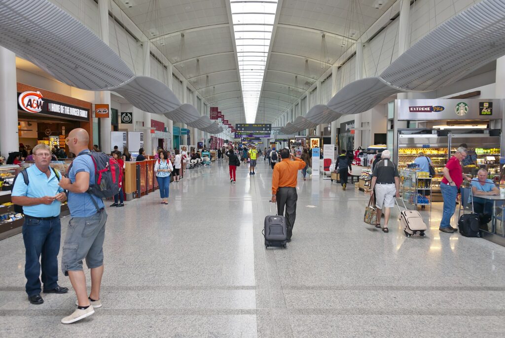 The gate areas along the concourse of Terminal 1 at Toronto Pearson