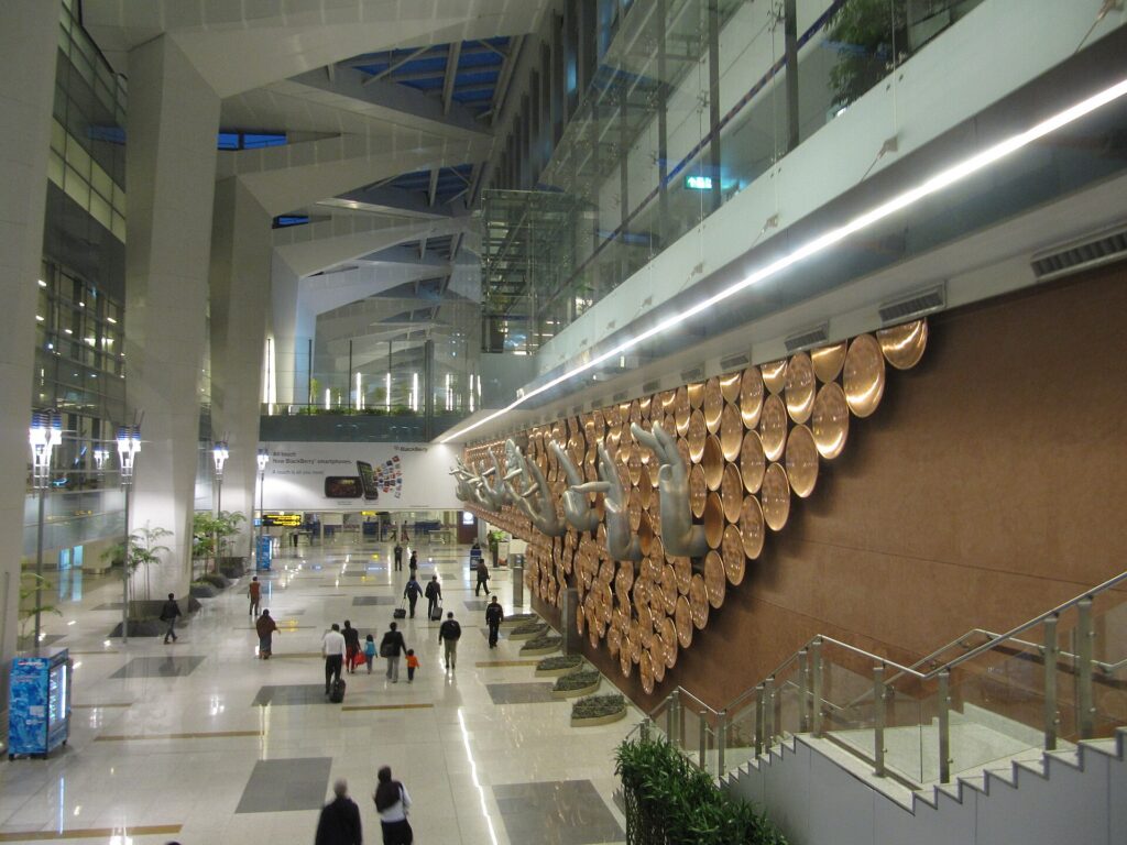 The departures hall inside Terminal 3 at Indira Gandhi International Airport in New Delhi