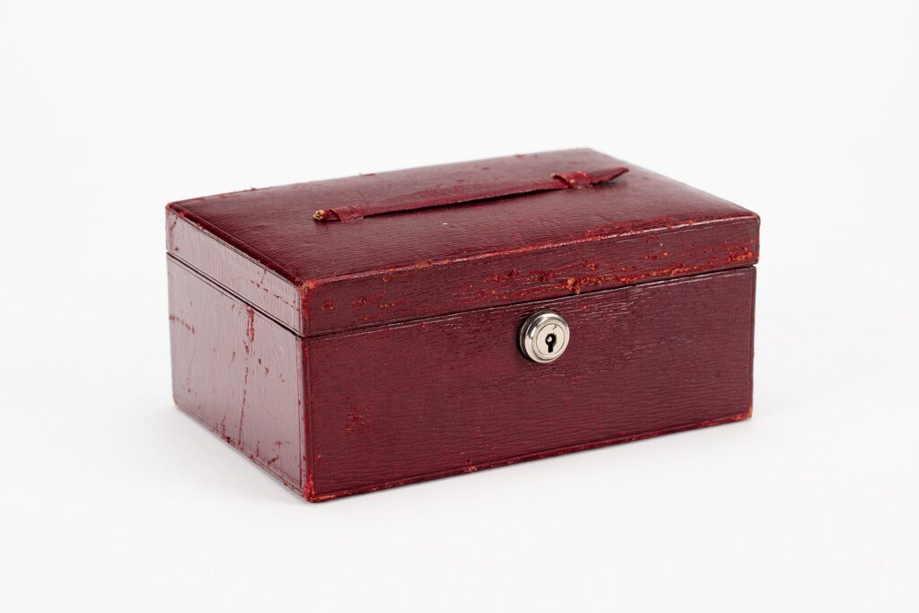 A historic jewelry case from a museum collection