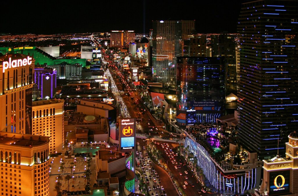 The Las Vegas Strip lit up at night