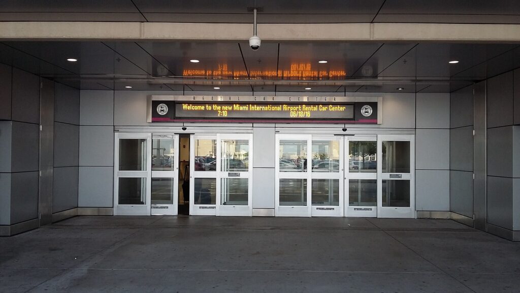 The entrance to the consolidated Rental Car Center at Miami International Airport