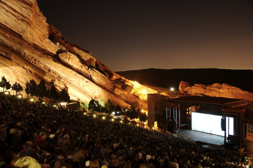 Red Rocks Amphitheatre near Denver, carved into the red sandstone