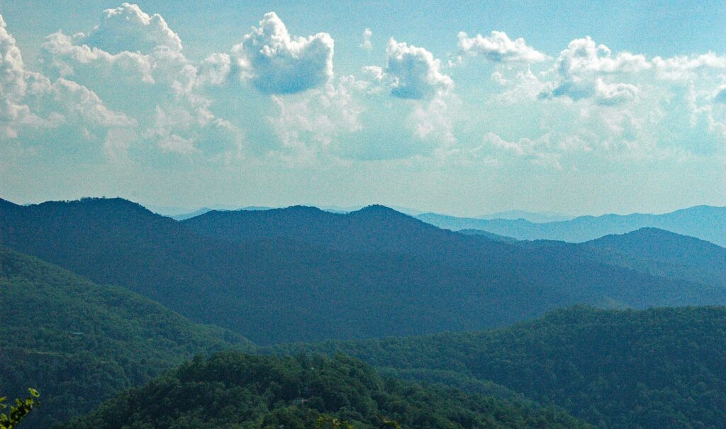 Mountain ridges seen from the Blue Ridge Parkway in North Carolina