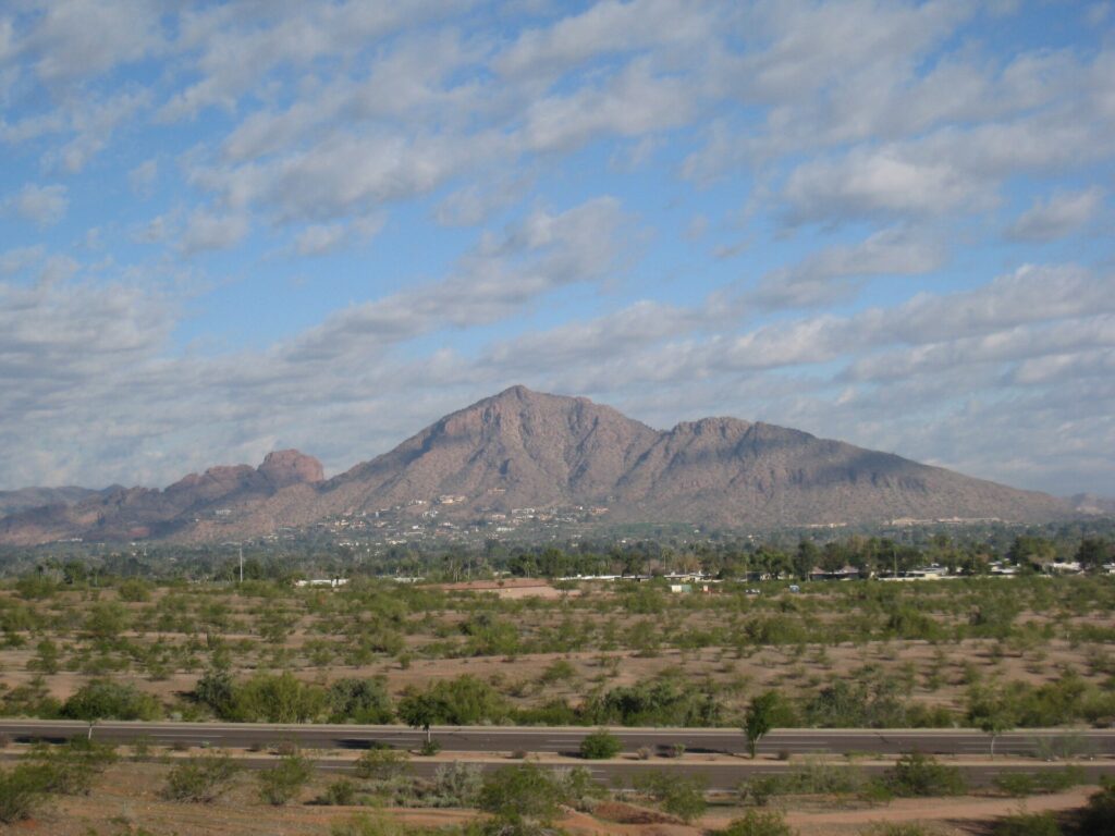 Camelback Mountain seen from Papago Park in Phoenix