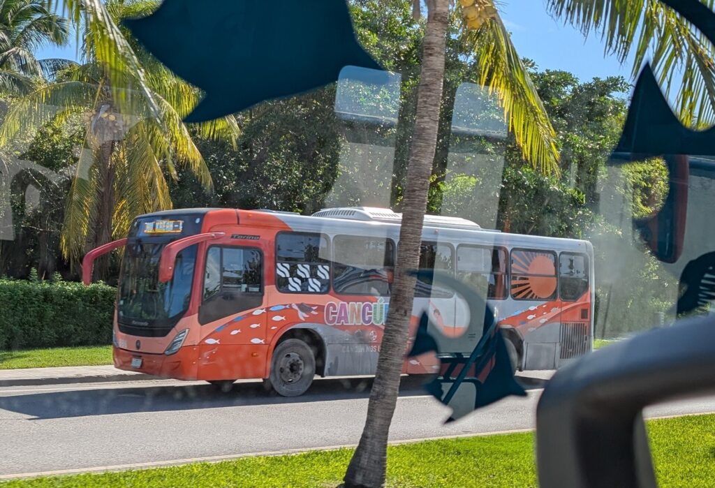 A city bus in the Cancun Hotel Zone
