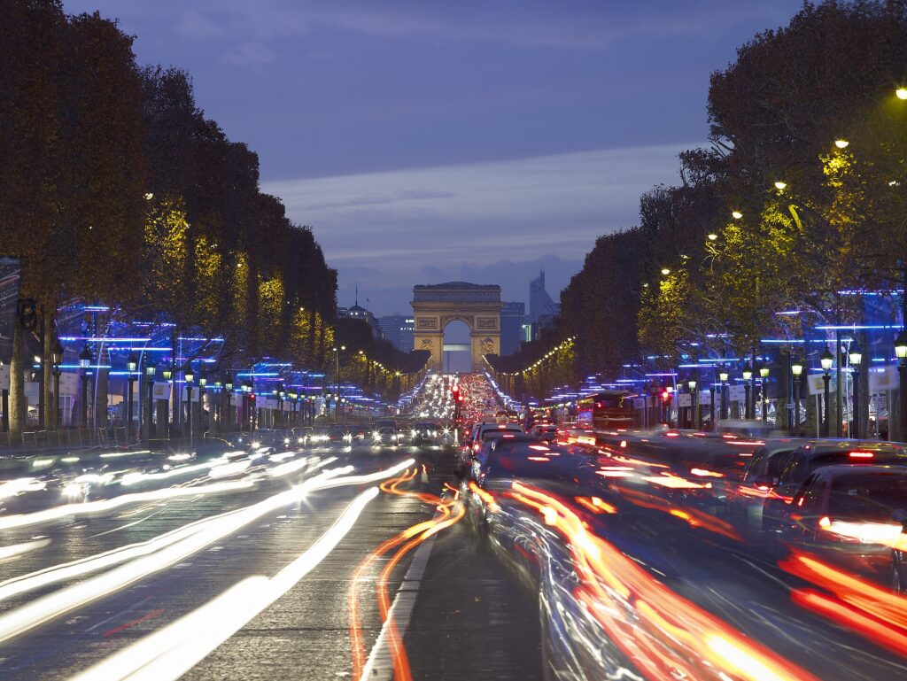 Christmas lights on the Champs-Élysées in Paris