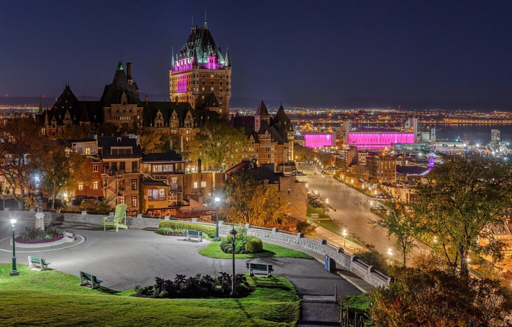 The Château Frontenac illuminated at night