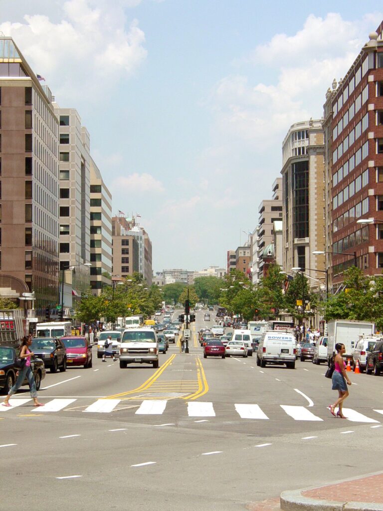 Traffic around Dupont Circle in Washington, DC