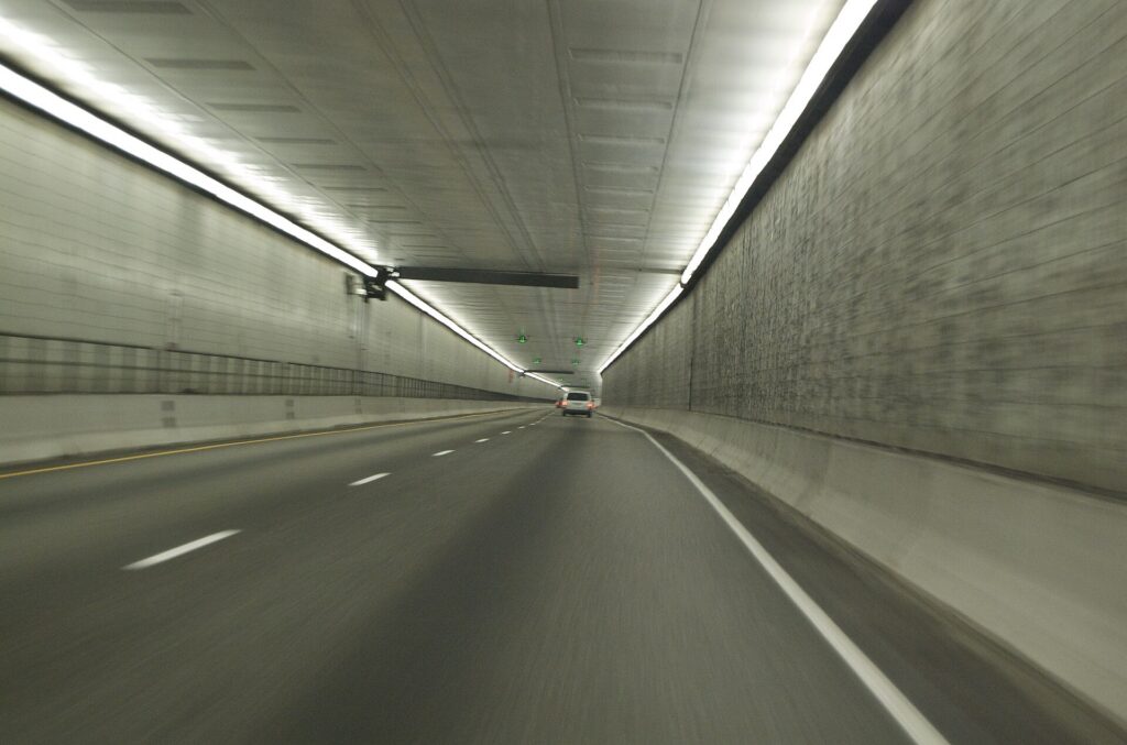 The Eisenhower-Johnson Memorial Tunnel carrying I-70 under the Continental Divide