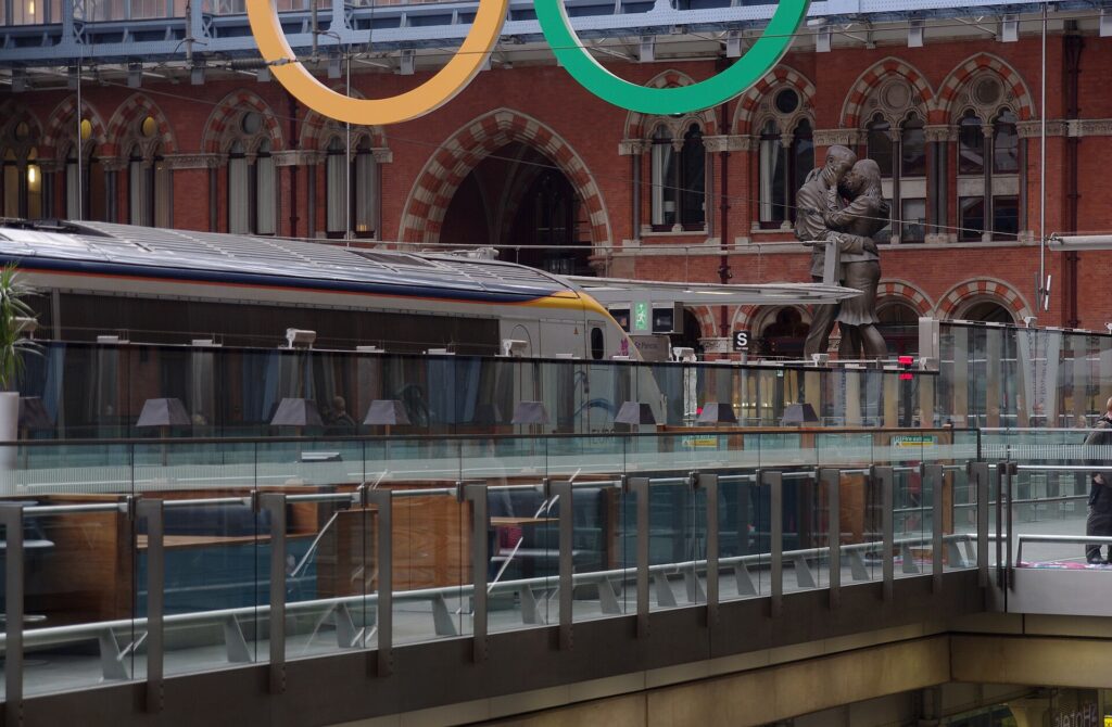 Eurostar trains at London St Pancras International station