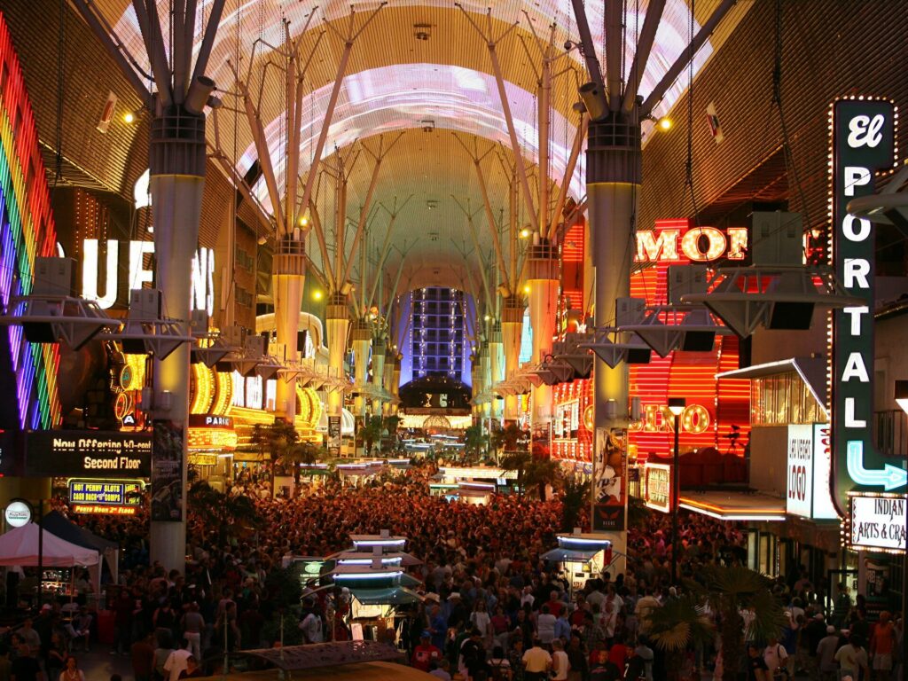 The LED canopy of the Fremont Street Experience in downtown Las Vegas