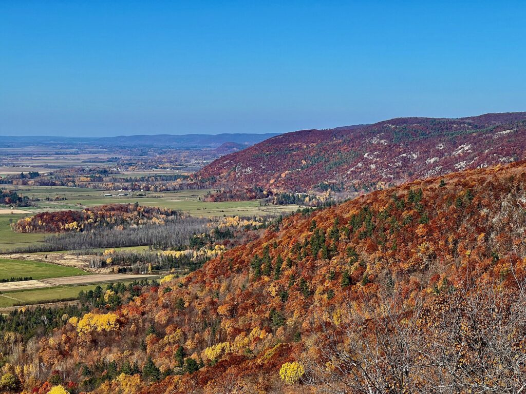 The view from the Champlain Lookout in Gatineau Park in autumn