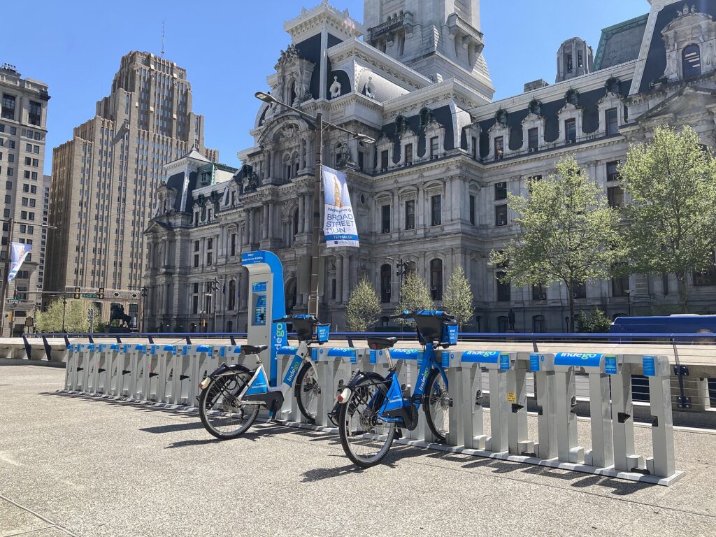 An Indego bike share station in Philadelphia