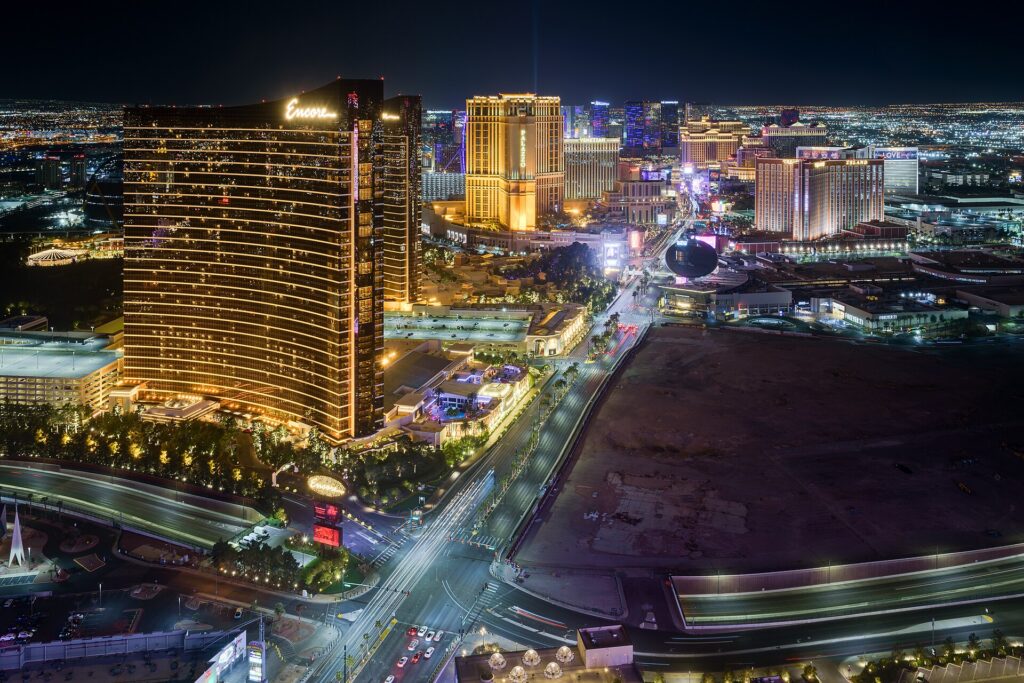 The Las Vegas Strip skyline with its resort towers