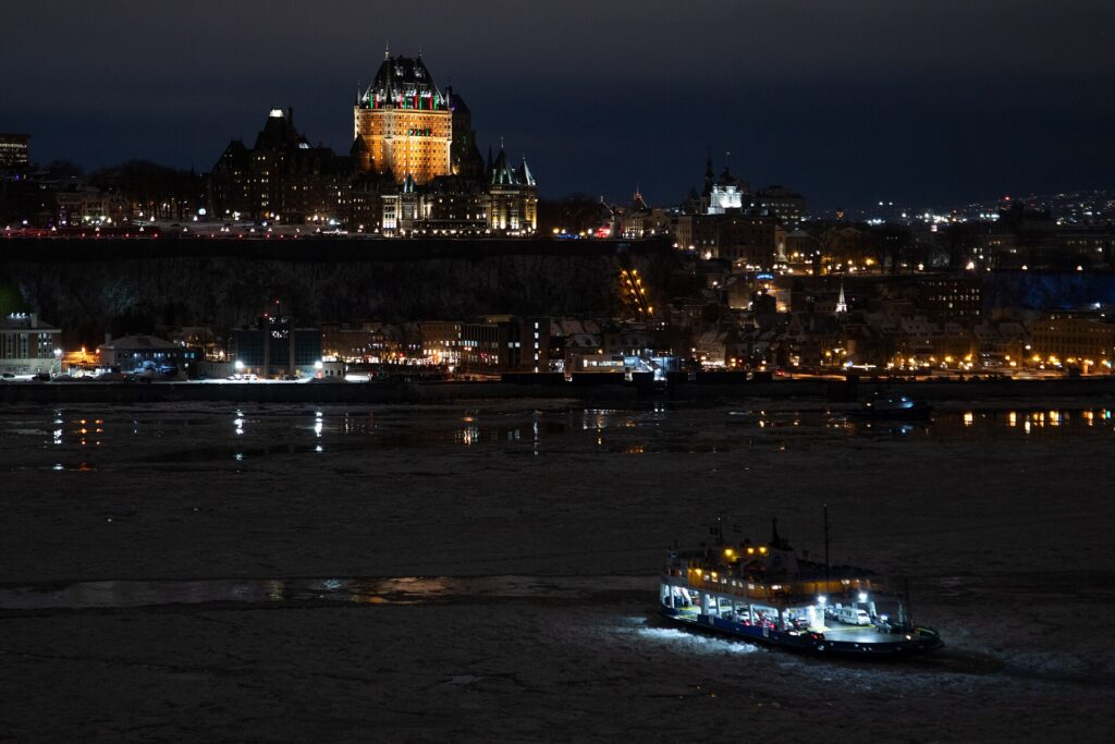 The view of the Château Frontenac from the Lévis ferry on the St. Lawrence