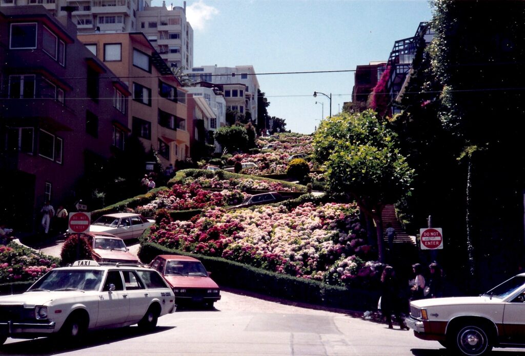 The hairpin bends of Lombard Street on Russian Hill