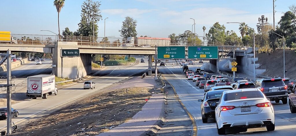 Traffic on a Los Angeles freeway