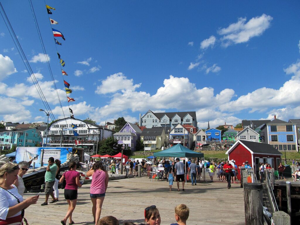 The Lunenburg waterfront with its painted buildings