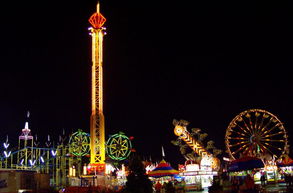 Rides on the midway at the Minnesota State Fair