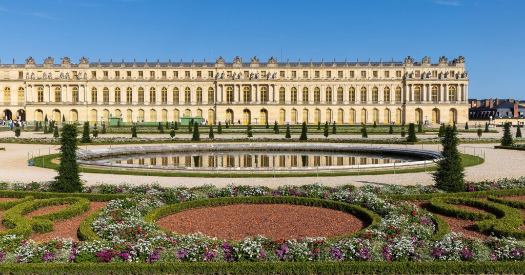 The Palace of Versailles seen from its formal gardens