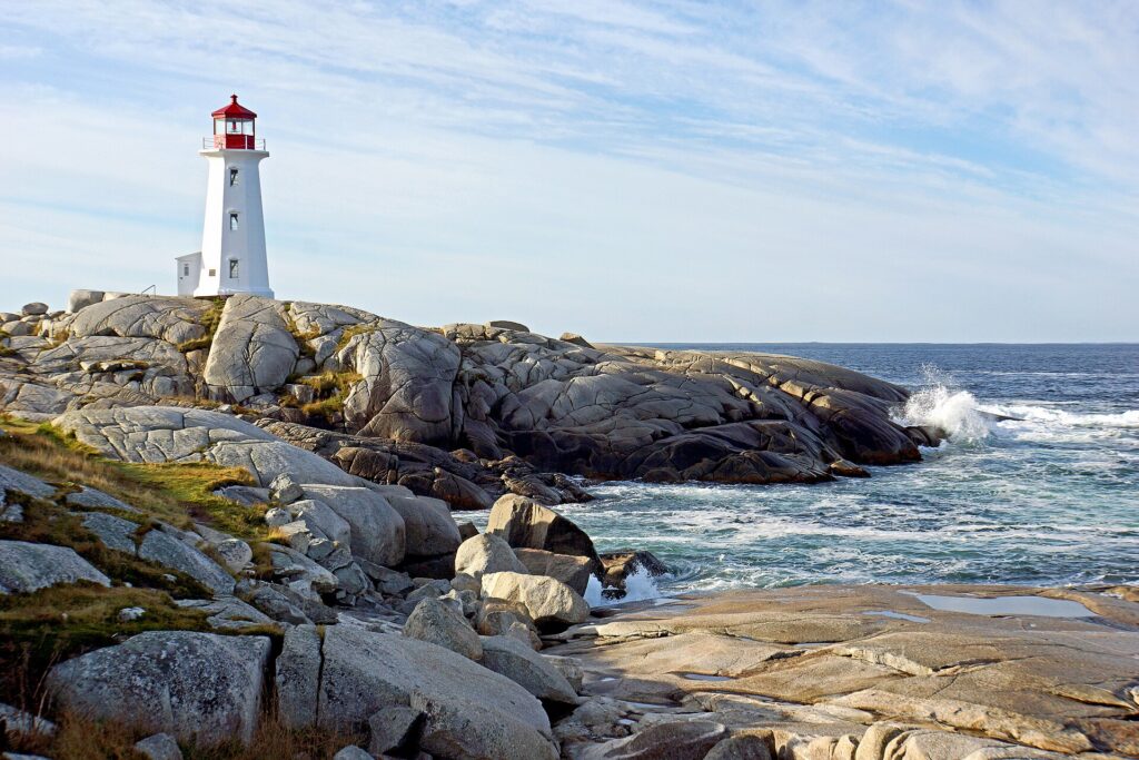 Peggy's Cove lighthouse on the granite shore