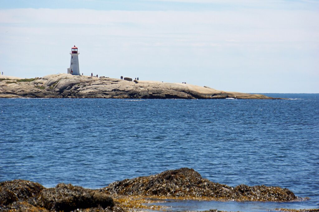 The lighthouse at Peggy's Cove on the granite shore