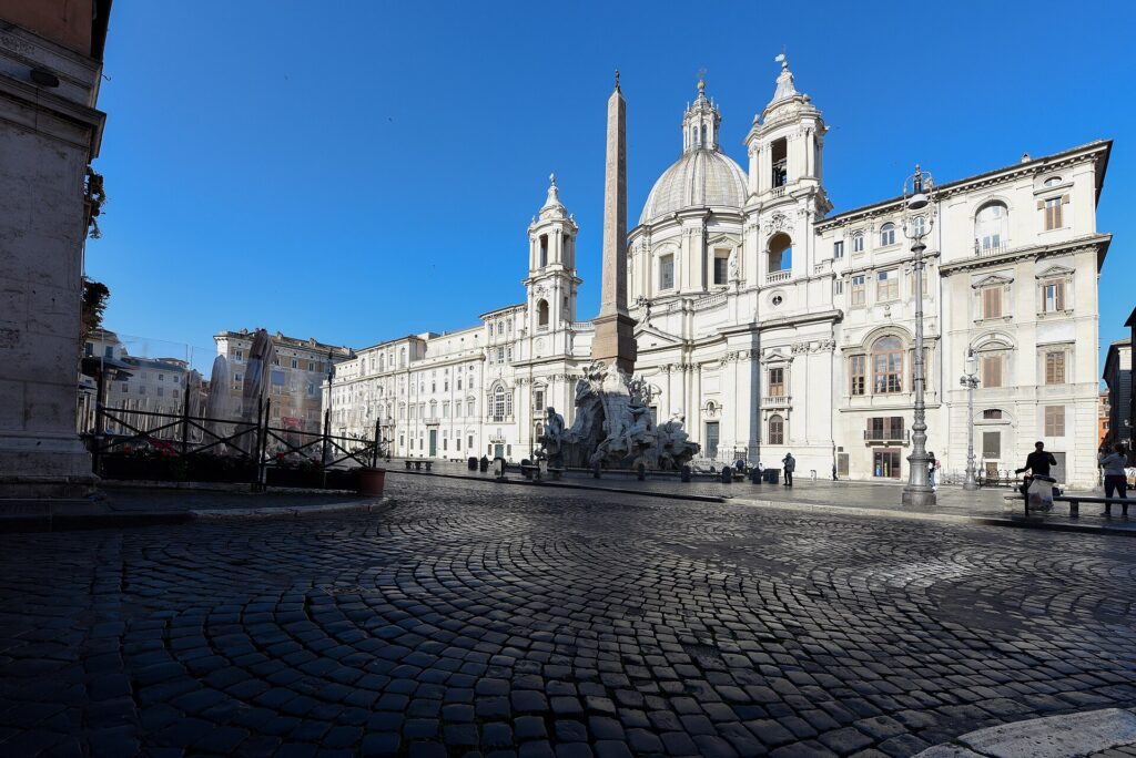 Piazza Navona in Rome, the Baroque square built on the outline of a Roman stadium
