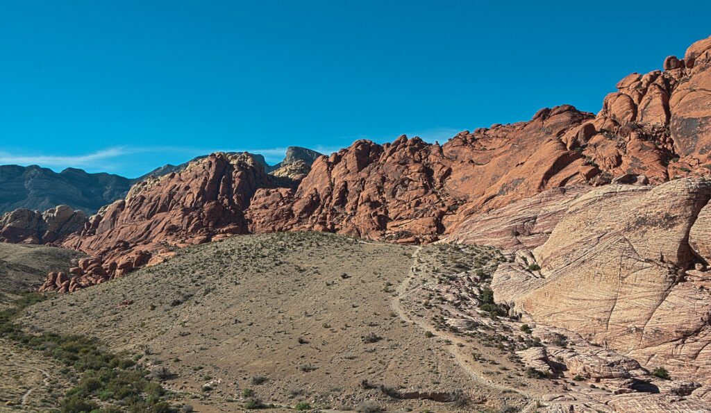 The red sandstone Calico Hills in Red Rock Canyon National Conservation Area