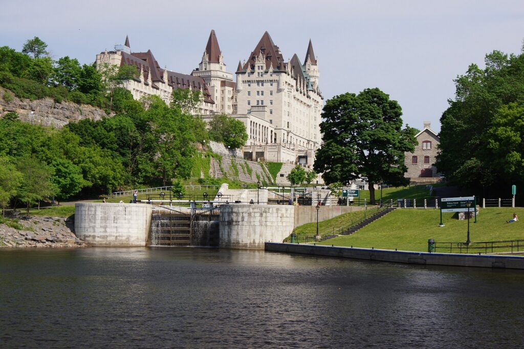 The Rideau Canal locks below the Château Laurier in Ottawa
