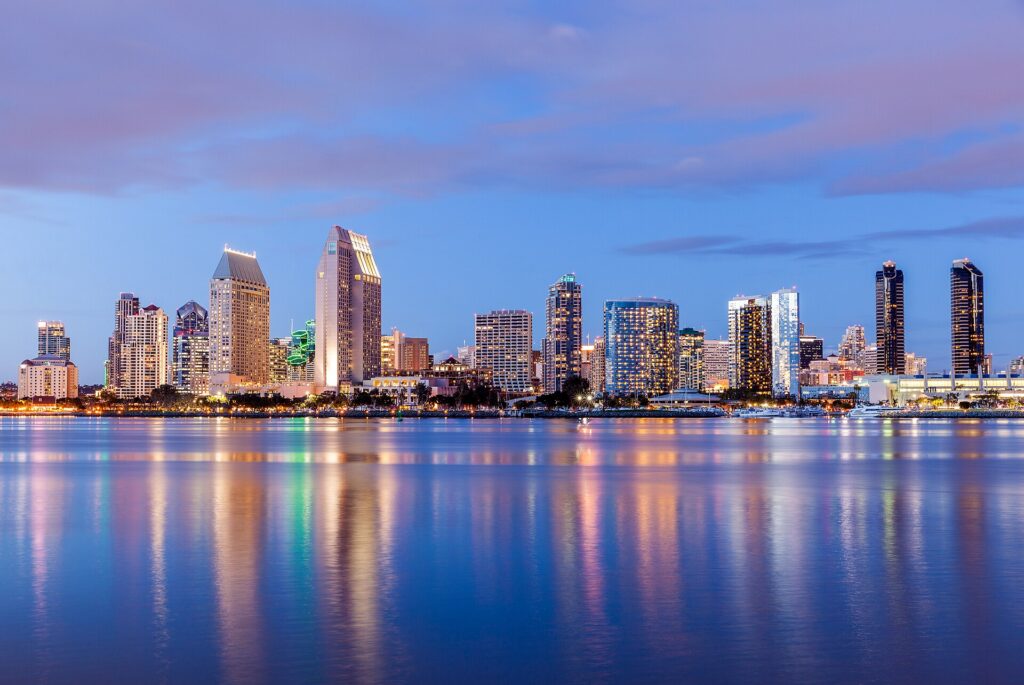 The downtown San Diego skyline across San Diego Bay