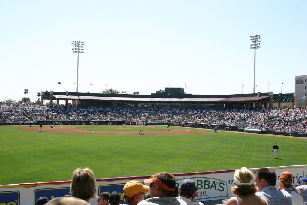 The view from the lawn seats at Scottsdale Stadium during spring training