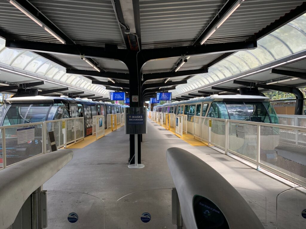The Seattle Center Monorail station at the northern end of the line from Westlake Center