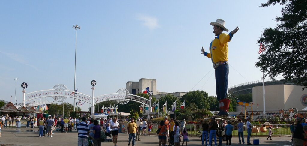 Big Tex, the giant cowboy that greets visitors to the State Fair of Texas in Fair Park