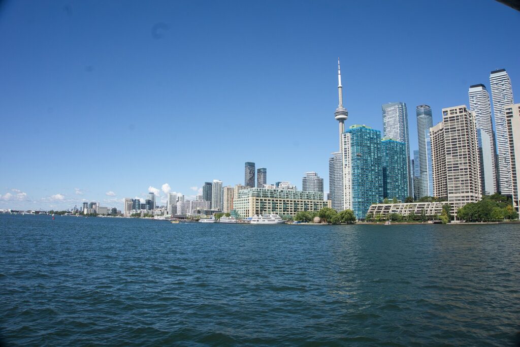 Downtown Toronto skyline seen from the Toronto Islands ferry