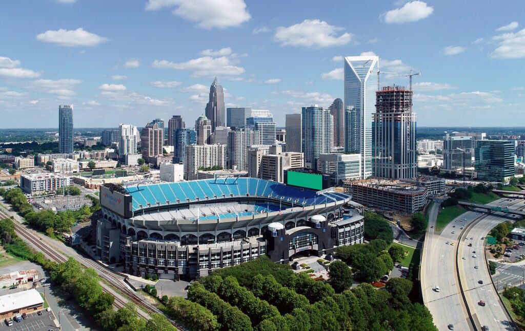 Aerial view of the Uptown Charlotte skyline