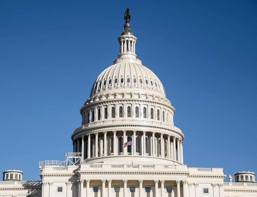 The west front of the United States Capitol in Washington, DC