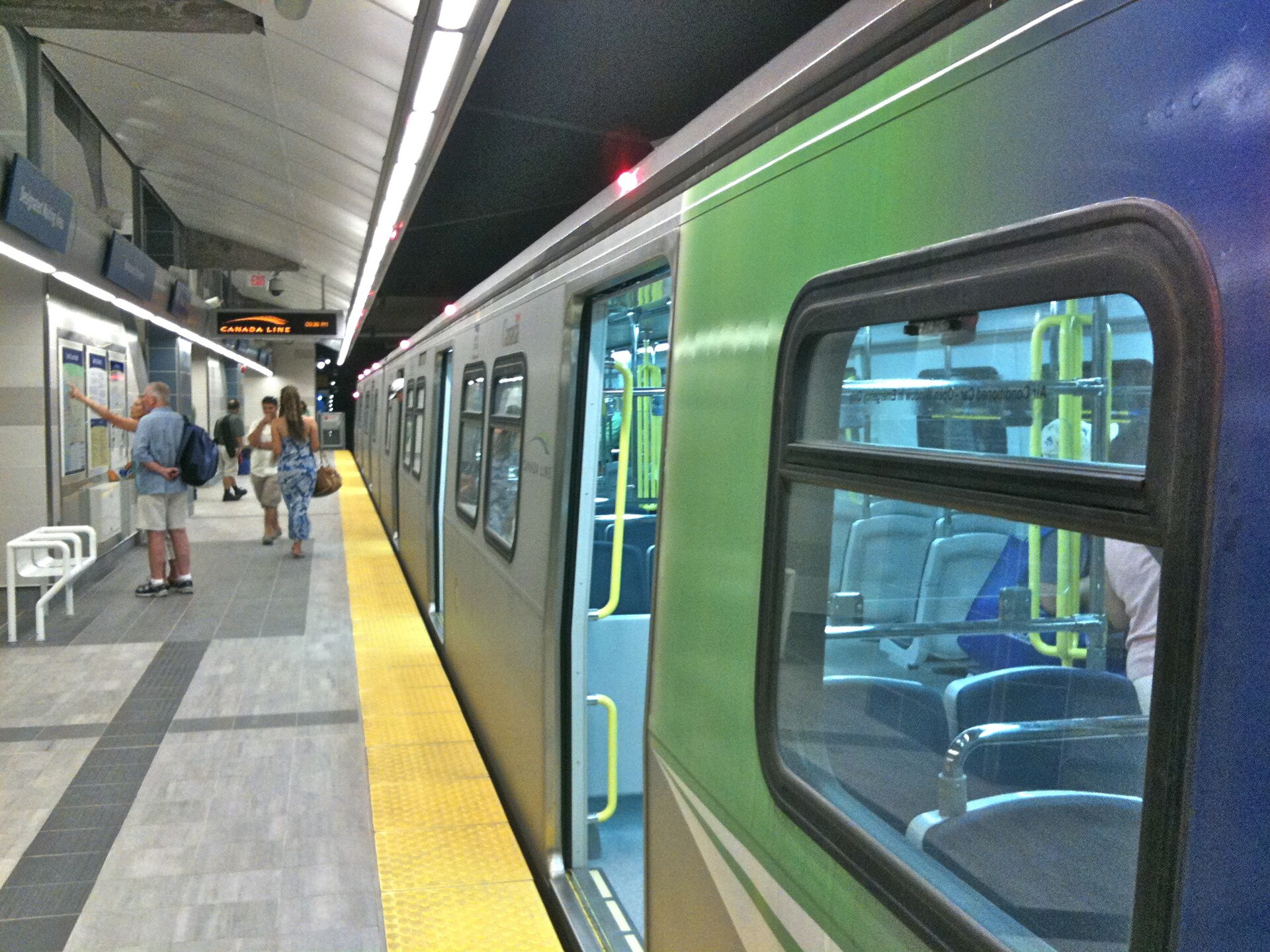 A Canada Line SkyTrain at a station in Vancouver