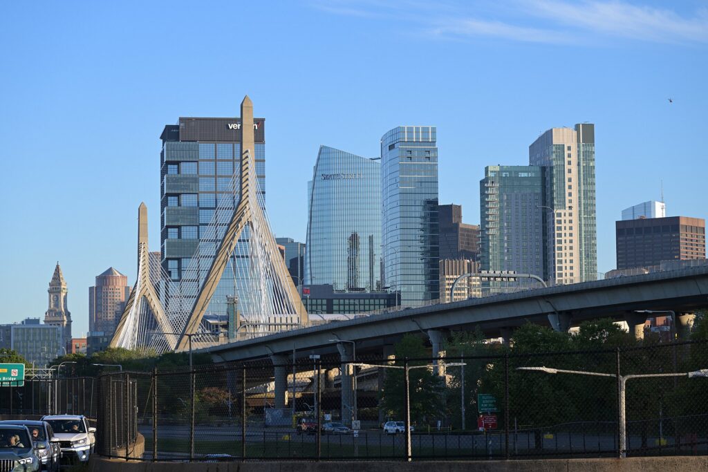 The Leonard P. Zakim Bunker Hill Memorial Bridge carrying I-93 into Boston