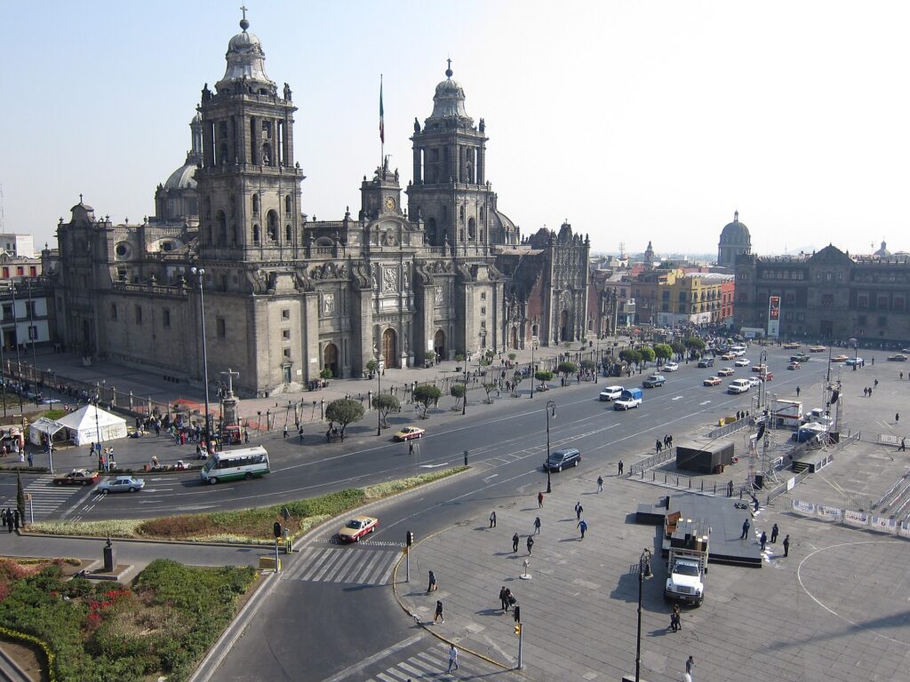 The Zocalo and Metropolitan Cathedral in Mexico City